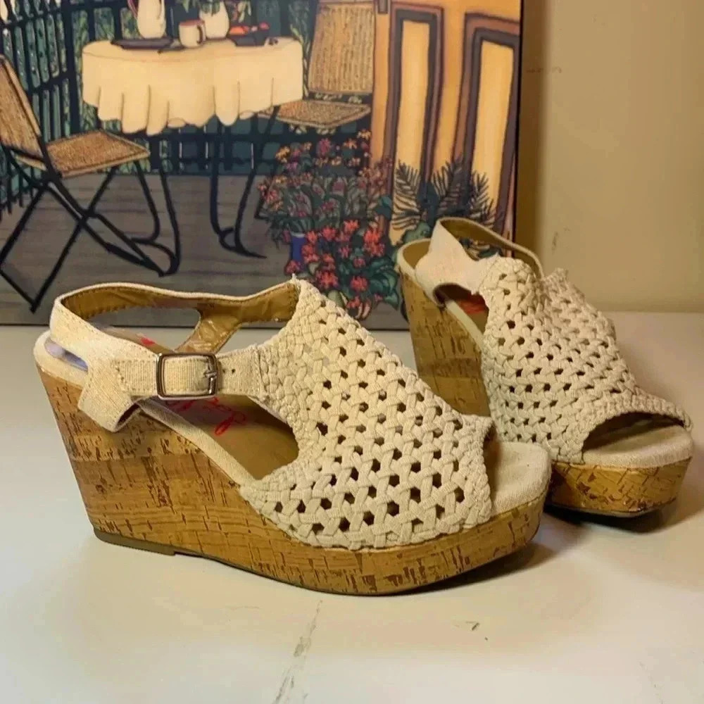 Jellypop Comfort Fit Cork Heel  Platform Sandal 6.5